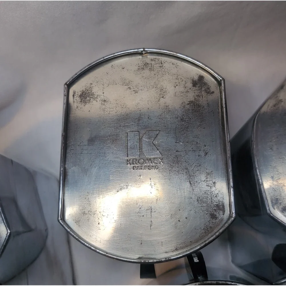 VINTAGE KROMEX MCM CHROME KITCHEN CANISTER SET COFFEE TEA FLOUR  SUGAR